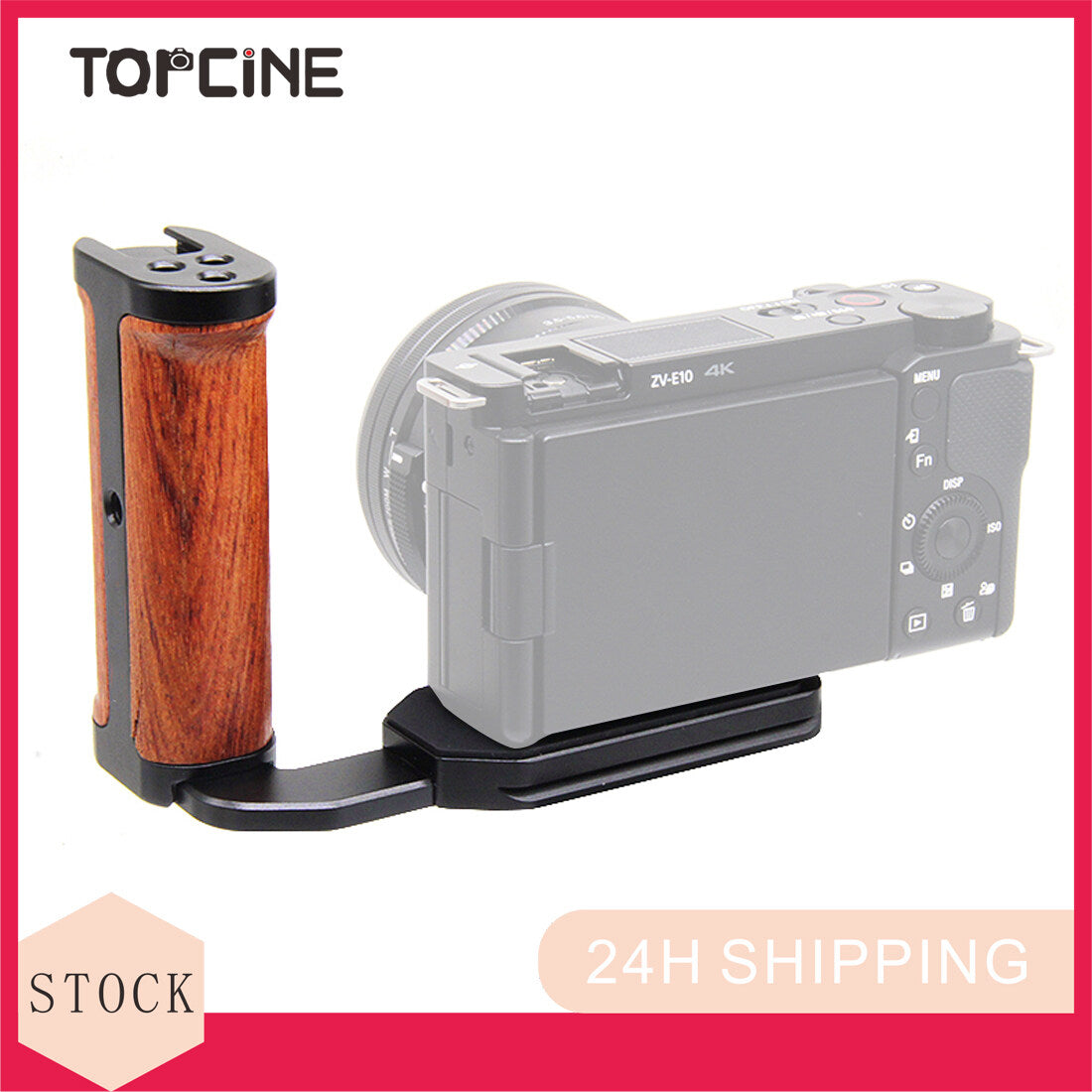 TOPCINE Universal SLR Left Handle Wooden Grip for Vertical Shooting Quick Release Mount Plate for Micro-single Cameras Cage Rig QR Board